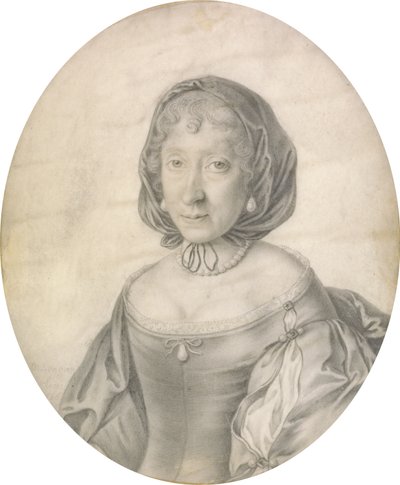 Retrato de uma senhora, 1666 (chumbo preto em pergaminho com lavagem) de David Loggan