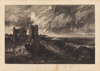 Castelo Hadleigh (Placa Pequena) de David Lucas after John Constable