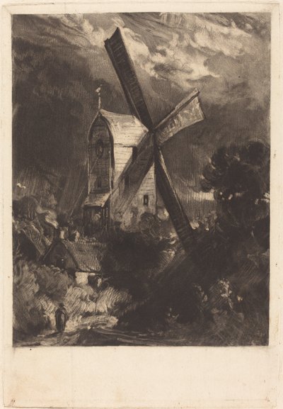 Moinho perto de Brighton de David Lucas after John Constable