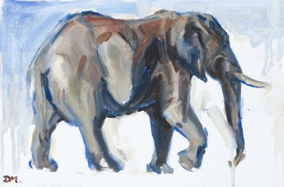 Bull Elephant, 2018 (óleo sobre painel) de David Mayer