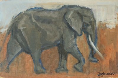 Bull Elephant, 2019 (óleo sobre painel) de David Mayer