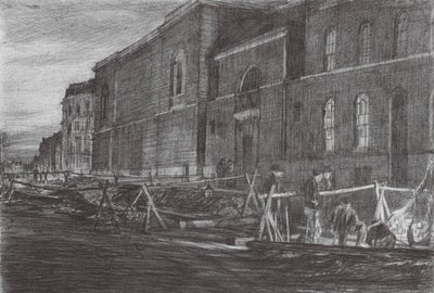 Londres: Dawn Newgate Prison (litografia a cores) de David Muirhead (after) Bone