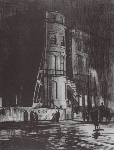 Londres: Piccadilly-Night, The Savile Club (litografia a cores) de David Muirhead (after) Bone