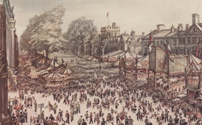 Oxford: Feira de St Giles (litografia a cores) de David Muirhead (after) Bone