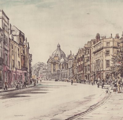 Oxford: The High from Magdalen (litografia a cores) de David Muirhead (after) Bone