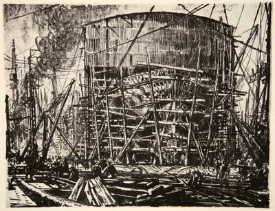 Sobre os stocks, ilustração de "The Western Front", pub. por Country Life Ltd de David Muirhead Bone
