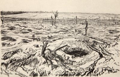 Thiepval, ilustração de "The Western Front", pub. por Country Life Ltd de David Muirhead Bone