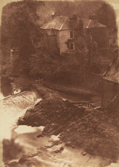 Colinton Manse e açude, com parte do antigo moinho à direita, 1846 (foto) de David Octavius Hill
