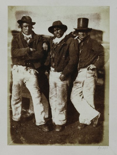 Pescadores em terra, c.1843-47 (impressão em papel salgado do negativo do calotipo) de David Octavius Hill