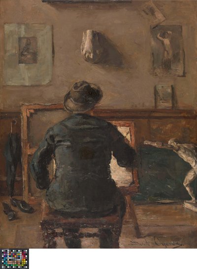 O artista no seu estúdio de David Oyens