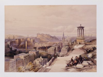 Uma Vista de Edimburgo, da "Escócia Delineada em uma Série de Vistas por JMW Turner, David Roberts, Etc.", c.1850 de David Roberts