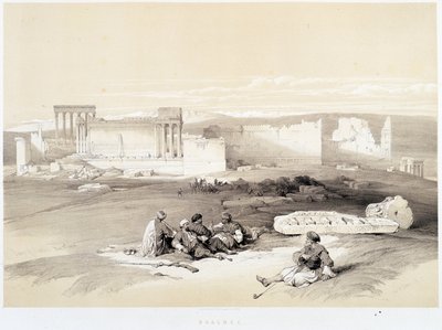 Baalbec (Baalbek) no Líbano, desenho feito 05/05/1839 em "The Holy Land", Londres 1849 de David Roberts