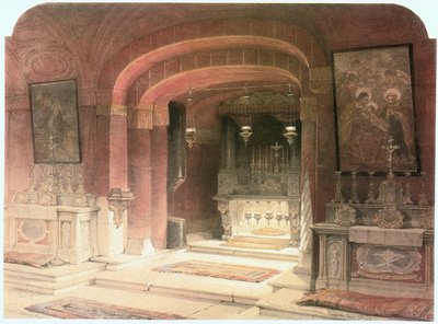 Igreja da Anunciação, Altar da Anunciação, Nazaré ... (gravura) de David Roberts