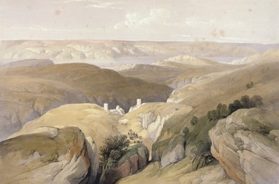 Convento de Santa Saba, em abril de 1839, do Volume II da "Terra Santa"; gravado por Louis Haghe (1806-85) publicado em Londres, 1842 de David Roberts