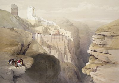 Convento de St. Saba, 4 de abril de 1839, prato 51 do Volume II de &39;The Holy Land&39;, gravado por Louis Haghe (1806-85) pub. 1843 de David Roberts