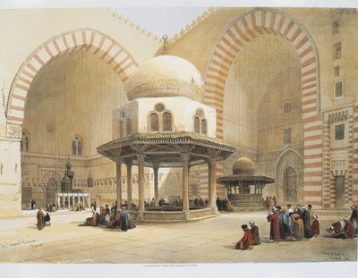 Egipto - século XIX - Cairo - Mesquita do Sultão Hassan - Pátio - Gravura de David Roberts de David Roberts