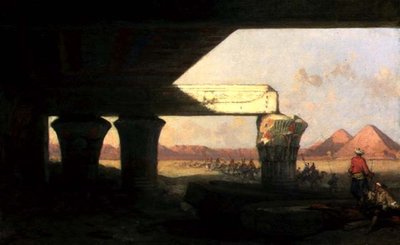 Paisagem egípcia com uma vista distante das pirâmides de David Roberts