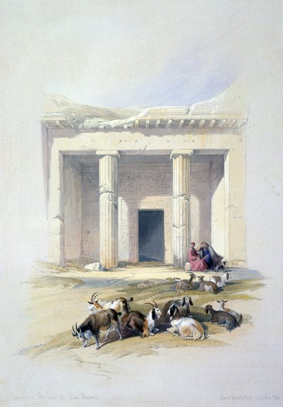 Entrada para as grutas de Beni Hasan: Antigo local de sepultamento egípcio usado principalmente durante o Reino Médio, séculos 21 a 17 a.C. Por David Roberts (1796-1864) artista e orientalista escocês de David Roberts