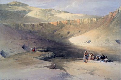 Entrada dos túmulos dos reis de Tebas - Bab-el-Malook": litografia após aguarela de David Roberts (1796-1864), artista escocês. Edifício de Arqueologia do Antigo Egito de David Roberts