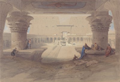 Sob o pórtico do Templo de Edfu, no Alto Egito de David Roberts