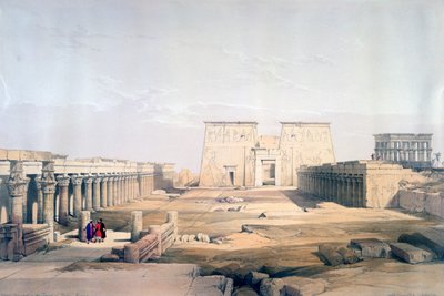 Grande abordagem ao templo de Philae, Nubia, século XIX de David Roberts