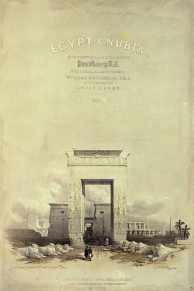 Grande Portal que leva ao Templo de Karnak, título para &39;Egito e Núbia&39;, litografia de Louis Haghe, publicada em 1849 (lito) de David Roberts