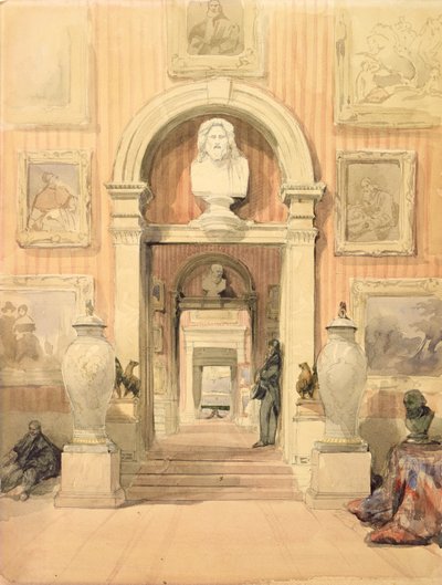 Interior da casa de Thirlestaine, Cheltenham (wc no papel) de David Roberts