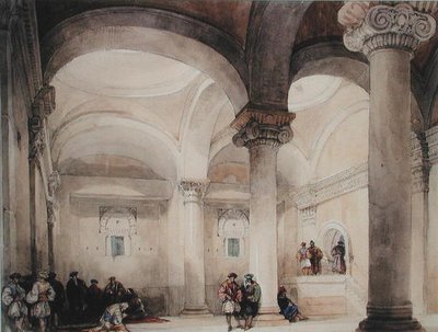 Interior de uma Mesquita, c.1835 (aguarela sobre papel) de David Roberts
