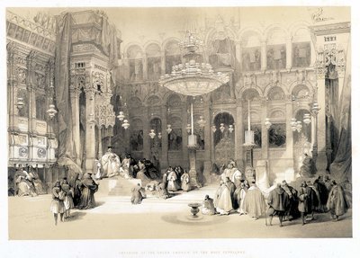 Interior da Igreja Creek do Santo Sepulcro, desenho feito em 11/04/1839 em "The Holy Land", Londres 1849 de David Roberts
