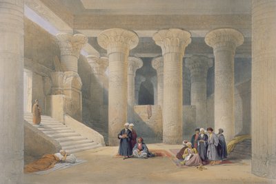 Interior do templo em Esna, Alto Egito, do &39;Egito e Núbia&39;, gravado por Louis Haghe, publicado em Londres, 1838 (cor lito) de David Roberts