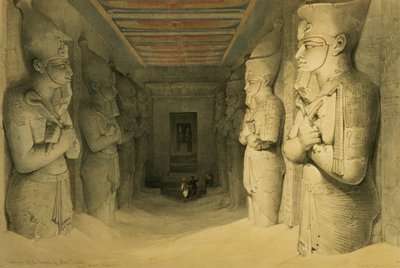 Interior do Templo de Abu Simbel, de "Egipto e Núbia", Vol.1 (litho) de David Roberts