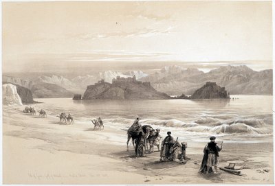 Ilha de Graia, Golfo de Akabah (Akaba ou Aqaba), desenho feito 27/02/1839 em "The Holy Land", Londres 1849 de David Roberts