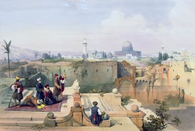 Mesquita de Omar mostrando o Sítio do Templo, prato 8 do Volume I de &39;Terra Santa&39; gravado por Louis Haghe (1806-85), publicado em 1842 de David Roberts