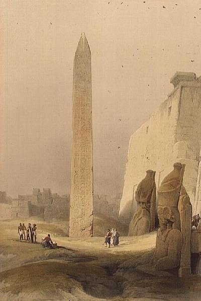 Obelisco em Luxor, de "Egypt and Nubia", Vol.1 (litho) de David Roberts