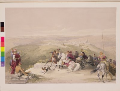 Sabaste, antiga Samaria, 17 de abril de 1839, placa 44 do Volume I da "Terra Santa", gravada por Louis Haghe (1806-85) pub. 1842 de David Roberts