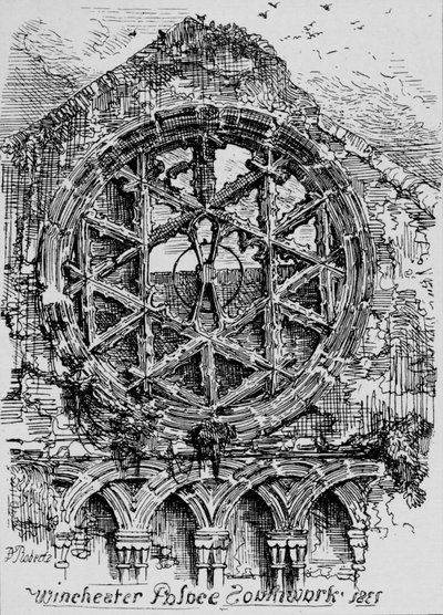 A janela circular do salão da casa de Winchester Palácio de Winchester, Southwark, 1835, 1912 de David Roberts