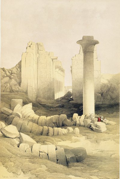 O Dromos ou Salão Central do Grande Templo de Amon, Karnak, do Egito e Nubia, Vol.2 de David Roberts