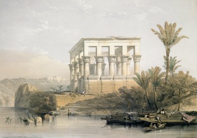 O templo Hypaethral em Philae, chamado Cama do Faraó, gravado por Louis Haghe, pub. em 1843 de David Roberts