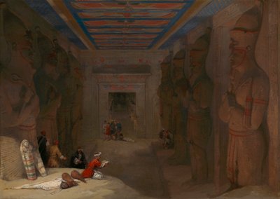 O Salão do Hipostilo do Grande Templo em Abu Simbel, Egipto de David Roberts
