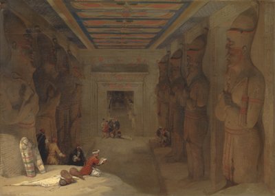 O Salão Hipostilo do Grande Templo de Abu Simbel, Egito de David Roberts