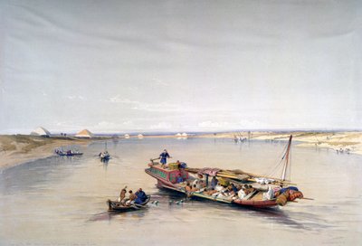 O Nilo olhando para as pirâmides de Dahshur e Saqqarah, século XIX de David Roberts