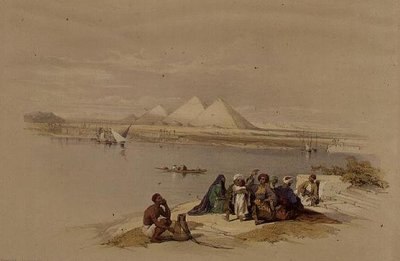 As Pirâmides de Gizé do Nilo, do "Egito e Núbia", Vol.1 (litho) de David Roberts