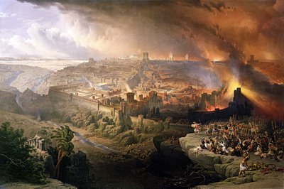 O cerco e a destruição de Jerusalém pelos romanos, sob o comando de Tito, no ano 70 d.C. de David Roberts