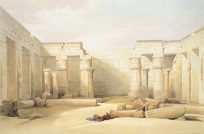 O Templo de Medinet Abu em Tebe, de David Roberts, gravando de David Roberts