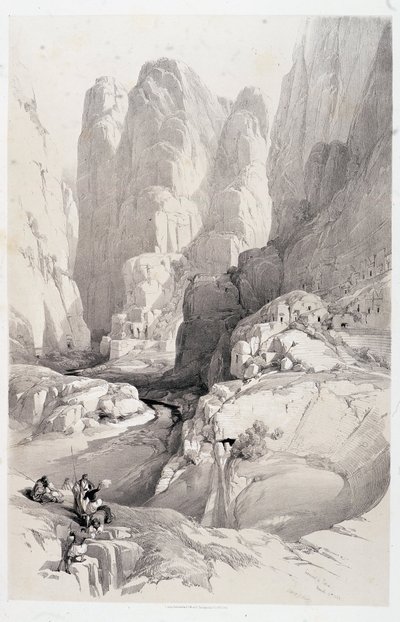 Teatro (entrada de Petra), desenho realizado em 10/03/1839 em "The Holy Land", Londres 1849 de David Roberts