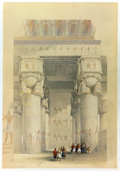 Vista sob o pórtico do Templo de Denderah, Egito, século XIX de David Roberts