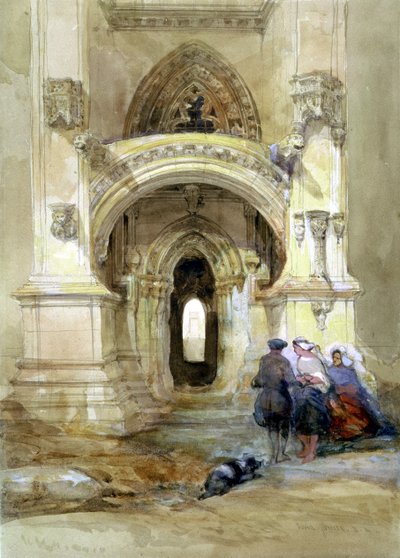 West Porch da Capela Roslyn (wc e guache sobre papel) de David Roberts