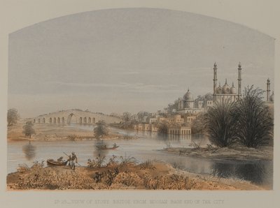 Vista da ponte de pedra de Moosah Bagh End of the City de David Scott Lieutenant Colonel (after) Dodgson