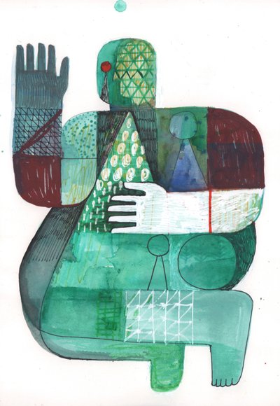 Bodies of Land and Water 1, 2023 (tinta mista sobre papel) de David Shillinglaw