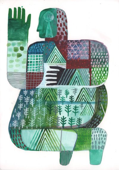 Corpos de terra e água 3, 2023 (tinta mista sobre papel) de David Shillinglaw